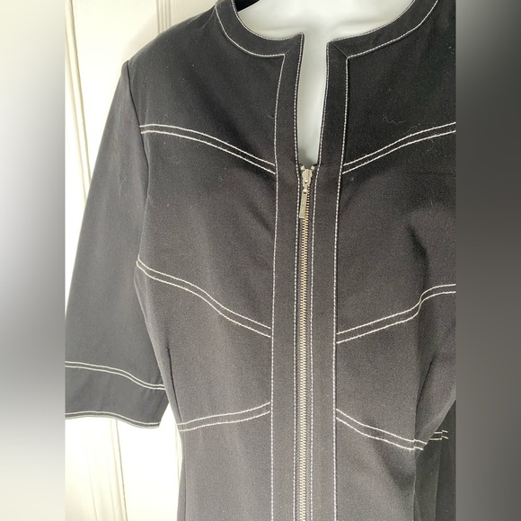 Ming Wang NWT Black Zip-Up Jacket with White Stitching Size L - Picture 5 of 9